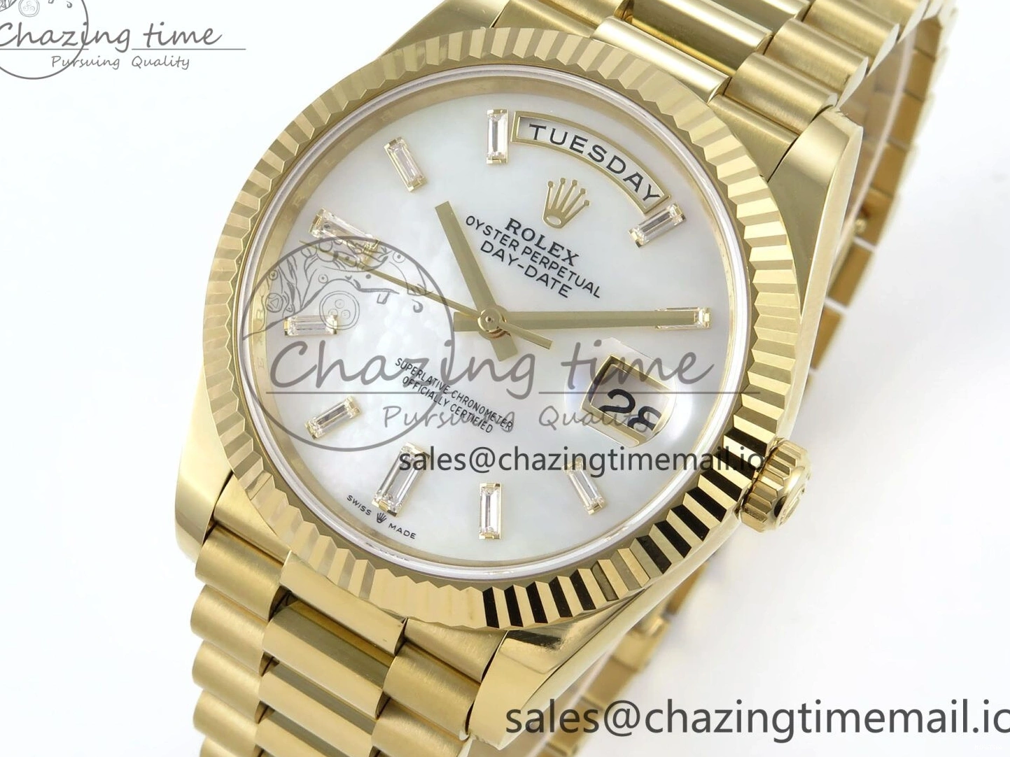 MiroTime 1219 Day Date 40 YG 228238 Noob 1:1 Best Edition White MOP Crystal Dial on President Bracelet A2836 (Gain Weight) Breathable 804